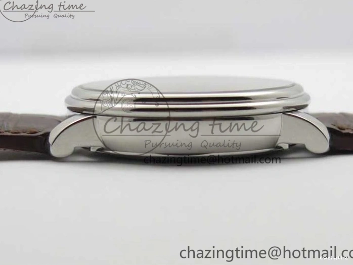 0302 Villeret 6654 SS Complicated Function OMF 1:1 Best Edition White Dial on Brown Leather Strap A6654 V Popular 7904